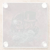 ゴシックキスをするスカルカップルと血の赤の永遠 ガラスコースター (裏面)