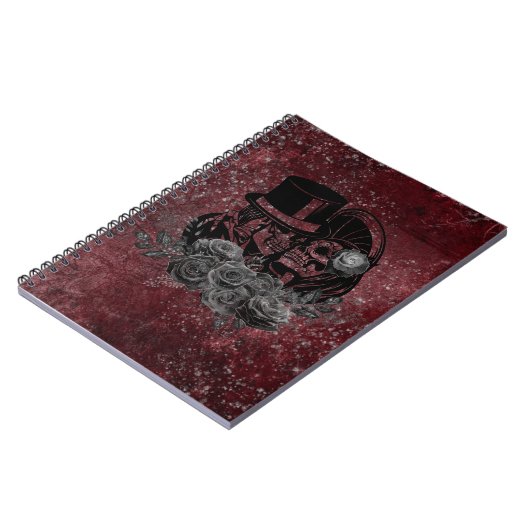 ゴシックキスをするスカルカップルと血の赤の永遠 ノートブック (左側)