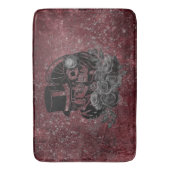 ゴシックキスをするスカルカップルと血の赤の永遠 バスマット (正面縦)