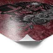 ゴシックキスをするスカルカップルと血の赤の永遠 フォトプリント            (角)