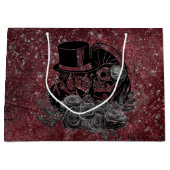 ゴシックキスをするスカルカップルと血の赤の永遠 ラージペーパーバッグ (正面)