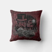 ゴシックキスをするスカルカップル&ブラッドレッドエターナル クッション (裏面)