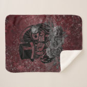 ゴシックキスをするスカルカップル&ブラッドレッドエターナル シェルパブランケット (正面(横))