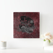 ゴシックキスをするスカルカップル&ブラッドレッドエターナル スクエア壁時計 (ホーム)