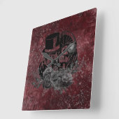 ゴシックキスをするスカルカップル&ブラッドレッドエターナル スクエア壁時計 (傾斜)