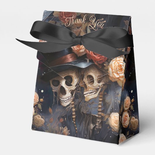 ゴシックキスをするスカルロマンチック結婚スケルトン フェイバーボックス (正面サイド)