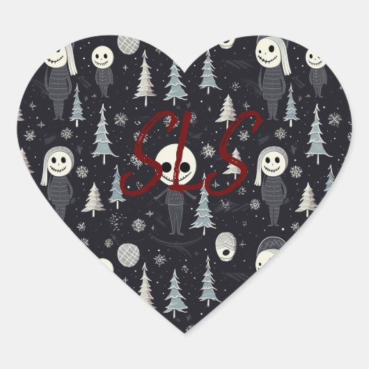 ゴシッククリスマスイニシャル ハートシール (正面)