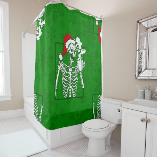 ゴシッククリスマススカルコーヒー骨格 シャワーカーテン (インサイチュ)