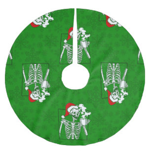 ゴシッククリスマススカルコーヒー骨格 ブラッシュドポリエステルツリースカート