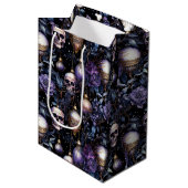 ゴシッククリスマスツリースカルブラック&パープル ミディアムペーパーバッグ (正面アングル)