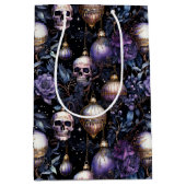 ゴシッククリスマスツリースカルブラック&パープル ミディアムペーパーバッグ (正面)