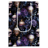 ゴシッククリスマスツリースカルブラック&パープル ミディアムペーパーバッグ (裏面)