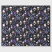 ゴシッククリスマスツリースカルブラック&パープル ラッピングペーパー (フラット)