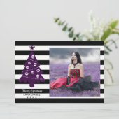 ゴシッククリスマスツリーストライプとフォトカード シーズンカード (スタンド正面)