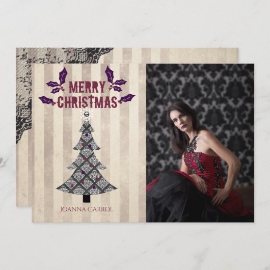 ゴシッククリスマスツリーフォトカード シーズンカード (正面/裏面)