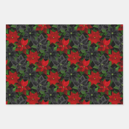 ゴシッククリスマスポインセチア ラッピングペーパーシート (正面2)