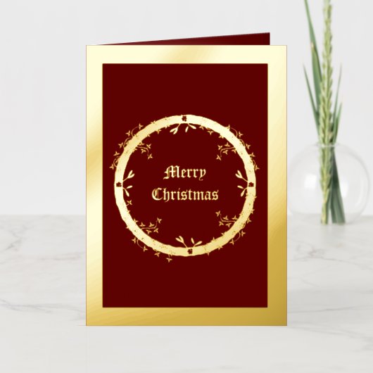 ゴシッククリスマスリースカスタム 箔グリーティングカード (正面)