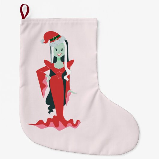 ゴシッククリスマス ホラー サンタ 吸血鬼 女性 ラージクリスマスストッキング (正面)