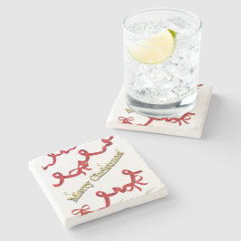 ゴシッククリスマス リボン 赤白 キャンディケーン クリスマス ストーンコースター