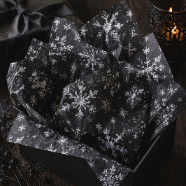 ゴシッククリスマス 黒と白の雪の結晶 薄葉紙