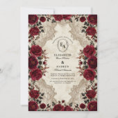 ゴシッククリムゾンレース結婚バラ 招待状 (正面)