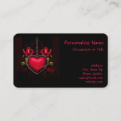 ゴシッククリムゾン赤いハートロマンティックロケットバラ 名刺 (正面)