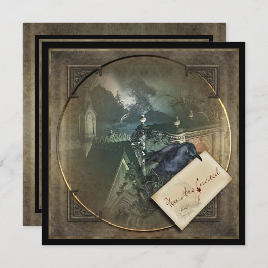 ゴシッククロウハローウィンパーティ招待状 招待状 (正面/裏面)