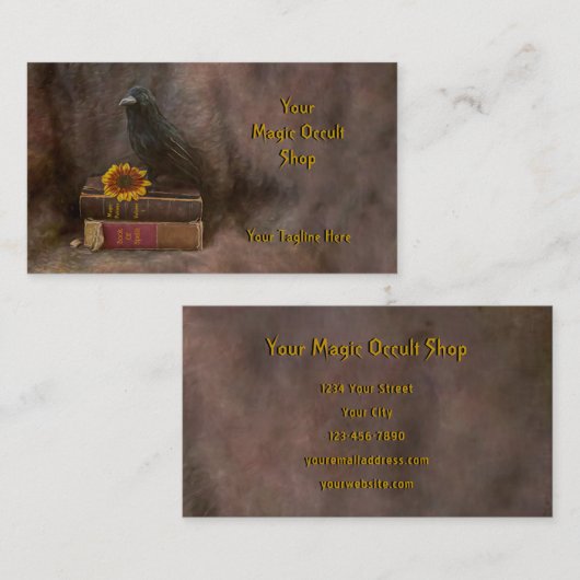 ゴシッククロウヴィンテージオールド魔法オカルトブックス 名刺 (正面/裏面)