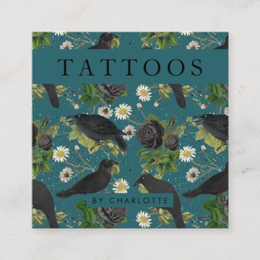 ゴシッククロース&ブラックバラタトゥーアーティスト スクエア名刺 (正面)