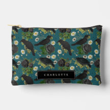 ゴシッククロース&ブラックバラ深いティール（緑がかった色）パターン