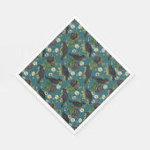 ゴシッククロース&ブラックバラ深いティール(緑がかった色)パターン スタンダードランチョンナプキン (角)