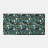 ゴシッククロース&ブラックバラ深いティール(緑がかった色)パターン デスクマット (正面)