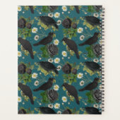 ゴシッククロース&ブラックバラ深いティール(緑がかった色)パターン プランナー手帳 (裏面)