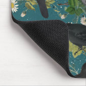 ゴシッククロース&ブラックバラ深いティール（緑がかった色）パターン マウスパッド (コーナー)