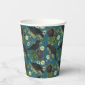 ゴシッククロース&ブラックバラ深いティール(緑がかった色)パターン 紙コップ (裏面)