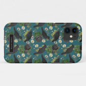 ゴシッククロース&ブラックバラ深いティール(緑がかった色)パターン Case-Mate iPhoneケース (裏面(横))