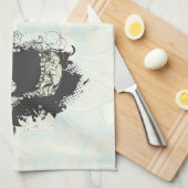 ゴシッククールスカル及びブルーバラカスタム キッチンタオル (四つ折り)