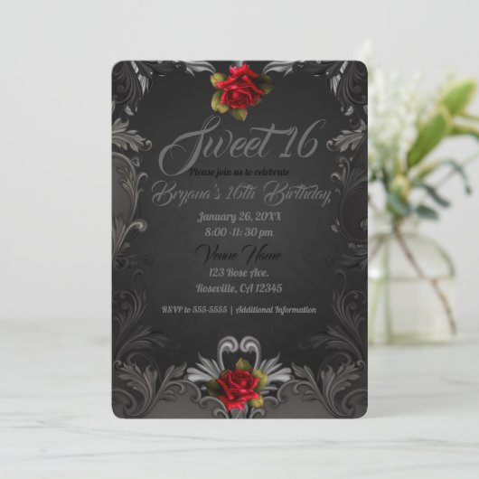 ゴシックグラマー赤ローズブラック観賞用甘い16 招待状 (スタンド正面)