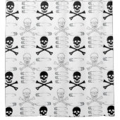 ゴシックグランジスカルのボーンと安全ピン シャワーカーテン (正面)