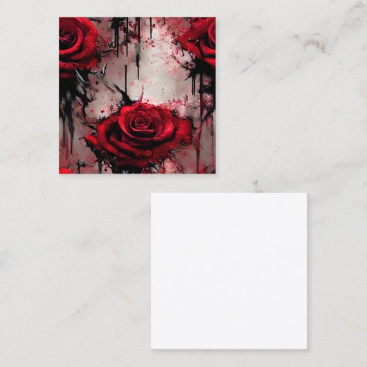 ゴシックグランジスタイルレッドローゼデジタル絵画ズプラン スクエア名刺 (正面/裏面)