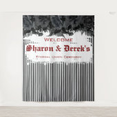 ゴシックグランジブラックストライプバラズブ結婚ラック タペストリー (正面)