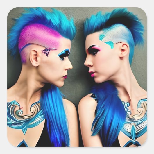 ゴシックグランジレズビアンラブ | Coule AI Art スクエアシール (正面)