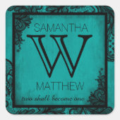 ゴシックグランジレー結婚スのギフトラベル スクエアシール (正面)