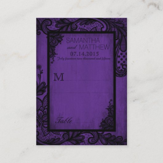 ゴシックグランジレー結婚ス座席表 プレイスカード (正面)