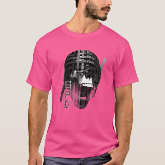 ゴシックグリッチスカル格子 Tシャツ (正面)