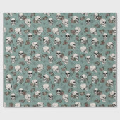 ゴシックグリーンスカルとフラワーハロウィーン ラッピングペーパー (フラット)