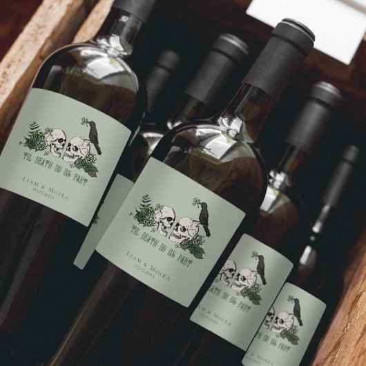 ゴシックグリーンティルデスアイリッシュ結婚ズフローラスカル ワインラベル