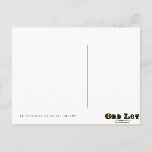 ゴシックグレーとブラックフローリッシュ日付を保存 案内ポストカード (裏面)