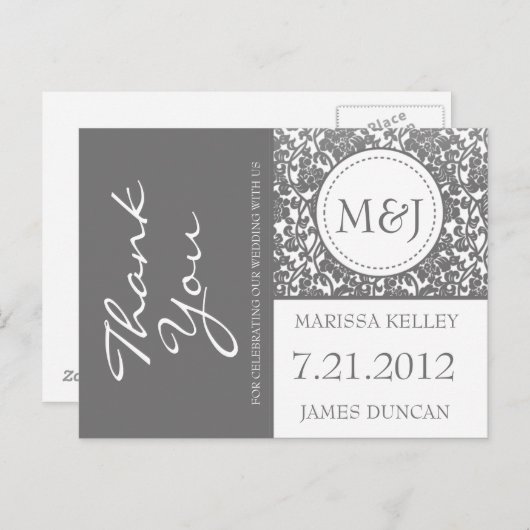 ゴシックグレーの花開きありがとう ポストカード (正面/裏面)