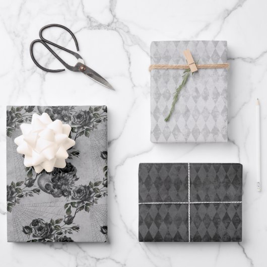 ゴシックグレーストーンスカル ラッピングペーパーシート (正面)